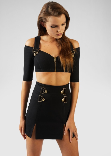 Top Versace Salopette Hardware Accent Crop- Dama | PJQWBFX-49